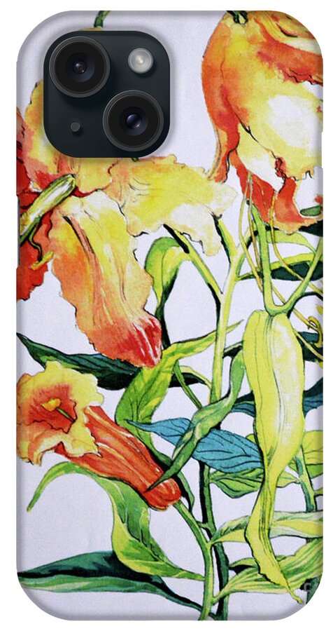 1980s iPhone Case featuring the painting Orange Lilies 1, 1985 by Joan Thewsey