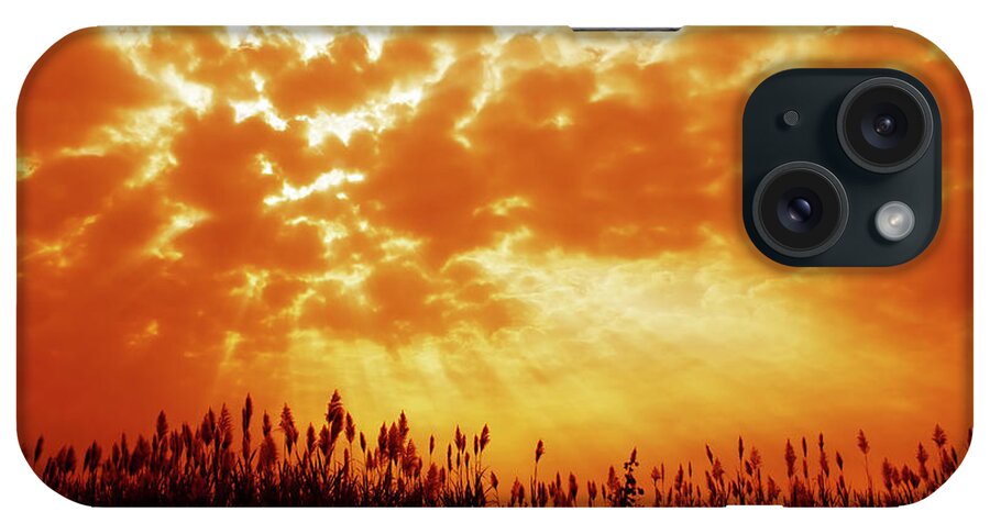 Orange Color iPhone Case featuring the photograph Orange Tinted Sky Illustrating by Tommyix