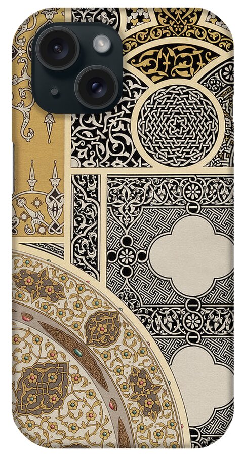 Decorative iPhone Case featuring the painting Ornament In Gold & Silver IIi by Vision Studio