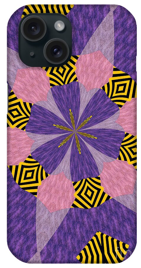 Purple iPhone Case featuring the mixed media Ornament Number 69 by Alex Caminker