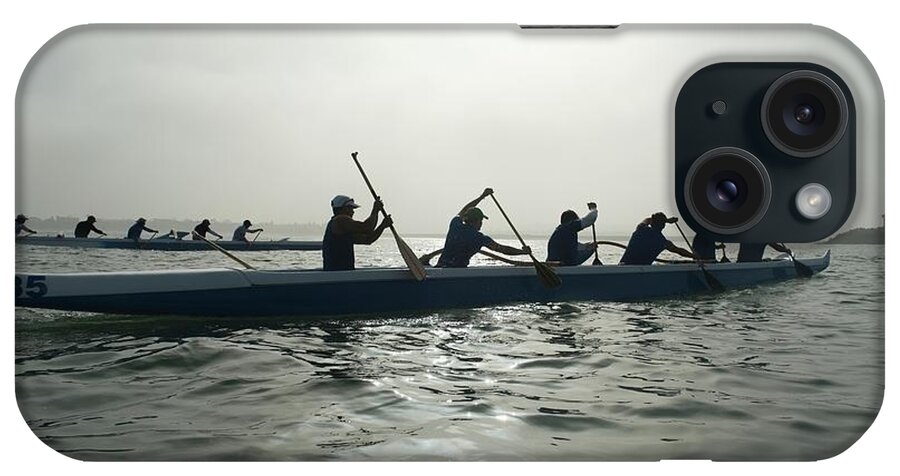Sport Rowing iPhone Case featuring the photograph Outrigger Canoeing Team Compete by Moodboard
