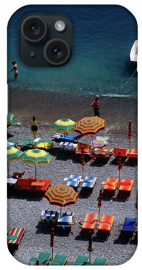 Shadow iPhone Case featuring the photograph Overhead Of Unmbrellas, Deck Chairs At by Dallas Stribley