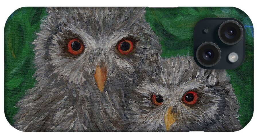 Owls iPhone Case featuring the painting Owls Eyes by Aicy Karbstein