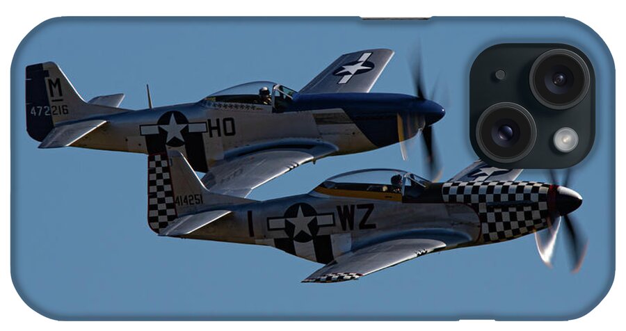P-51 Mustang iPhone Case featuring the photograph P-51 Mustangs Helen and Mary by Airpower Art