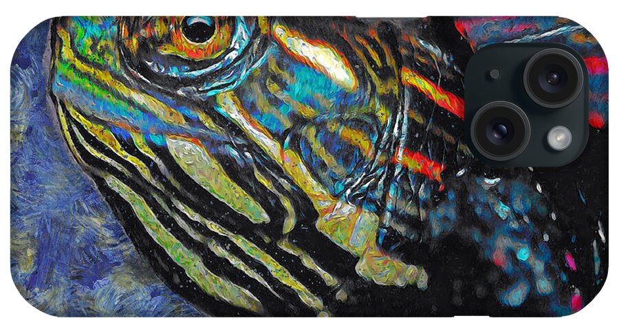 Turtle iPhone Case featuring the digital art Painted Turtle by Ronald Bolokofsky