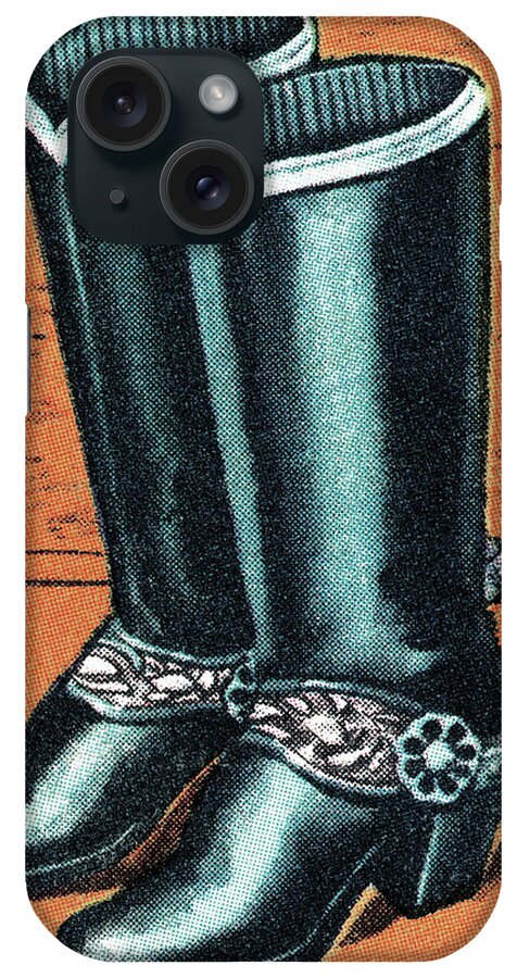 Boot iPhone Case featuring the drawing Pair of Cowboy Boots by CSA Images