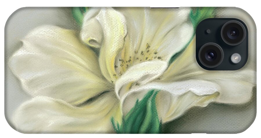 Botanical iPhone Case featuring the painting Pale Yellow Rose and Green Rosebuds by MM Anderson