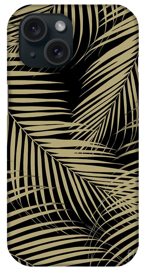 Color iPhone Case featuring the mixed media Palm Leaves - Gold Cali Vibes #5 #tropical #decor #art by Anitas and Bellas Art