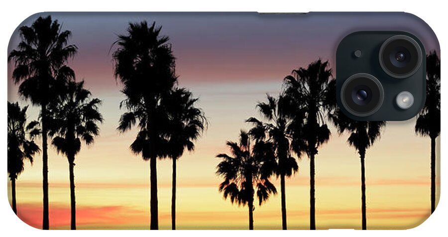 Panoramic iPhone Case featuring the photograph Palm Trees At Sunset by S. Greg Panosian
