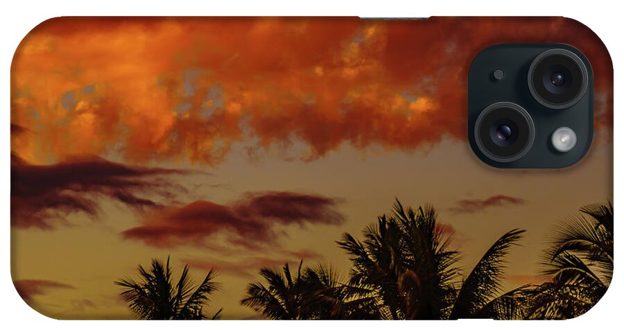 Hawaii iPhone Case featuring the photograph Palms below the Fire Clouds by John Bauer