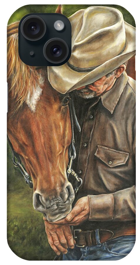 Cowboy iPhone Case featuring the painting Pals by Kim Lockman