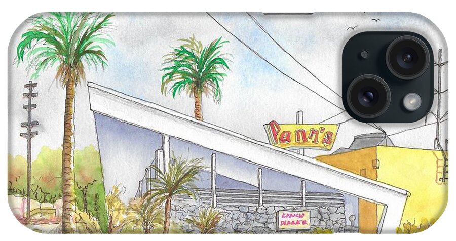 Pans Coffee Shop iPhone Case featuring the painting Pann's Coffee Shop in La Cienega Blvd., Inglewood, California by Carlos G Groppa
