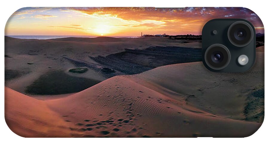 Panorama Maspalomas Dunes iPhone Case featuring the Panorama Maspalomas Dunes by Istv?n Nagy