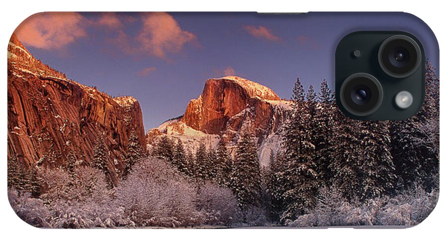 Dave Welling iPhone Case featuring the photograph Panoramic Half Dome Merced River Winter Yosemite National Park by Dave Welling