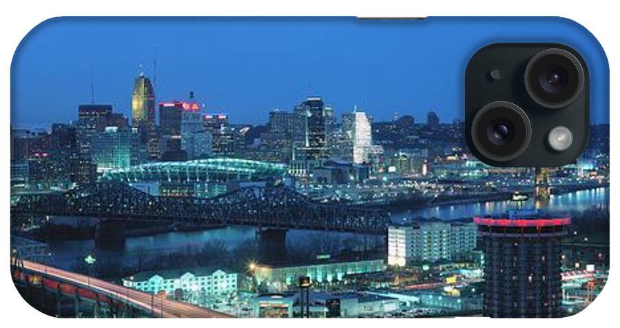 Scenics iPhone Case featuring the photograph Panoramic Night Shot Of Cincinnati by Visionsofamerica/joe Sohm