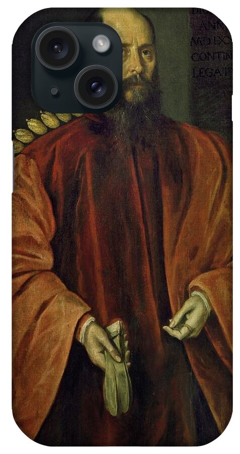 Anonymous iPhone Case featuring the painting 'Paolo Contarini', 16th century, Italian School, Canvas, 117 cm x 91 cm, P00406. by Anonymous