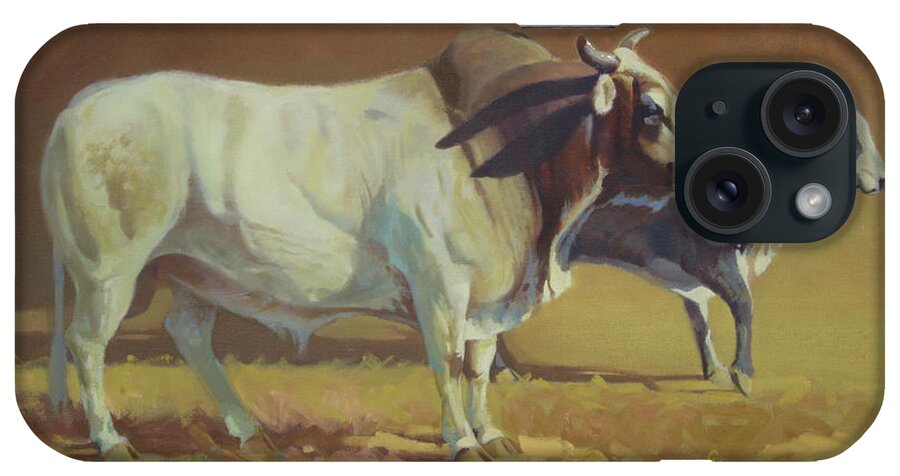 Ranch Animals iPhone Case featuring the painting Papa Bull by Carolyne Hawley