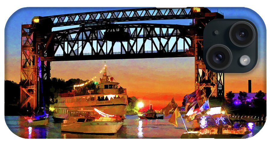 Parade Of Lighted Boats iPhone Case featuring the digital art Parade of Lighted Boats by Mark Madere