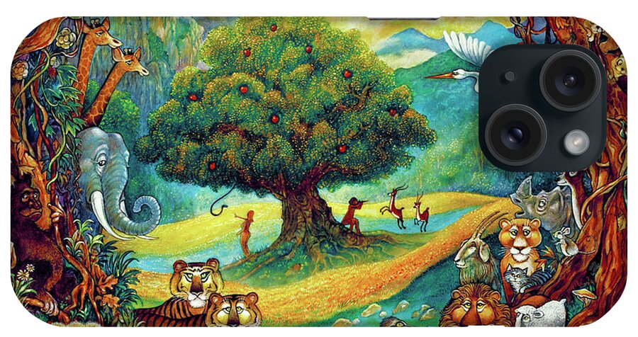 Adam & Eve Garden Of Eden 
Juvenile iPhone Case featuring the painting Paradise 2 by Bill Bell