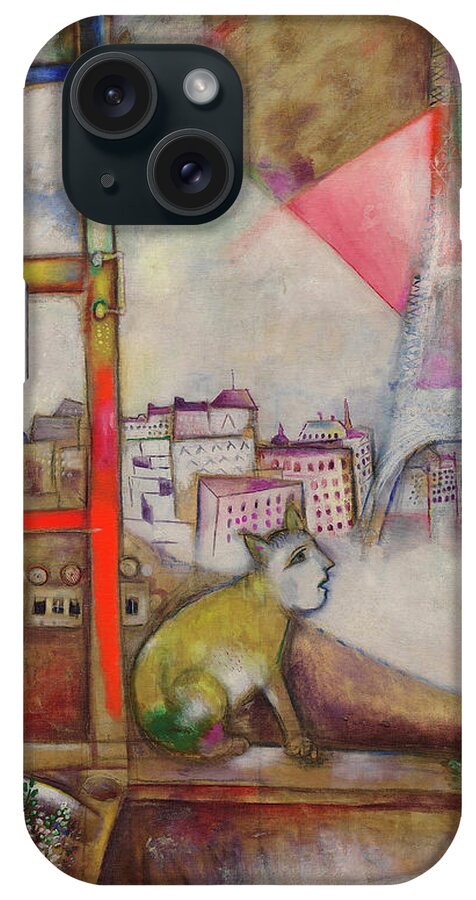 Marc Chagall iPhone Case featuring the painting Paris Through the Window - Paris par la fenetre, 1913 by Marc Chagall