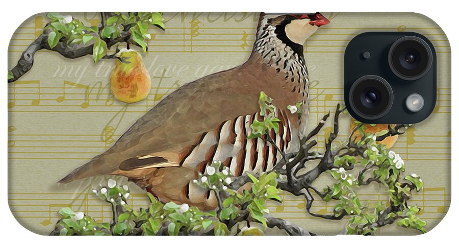 Christmas iPhone Case featuring the mixed media Partridge In A Pear Tree by Leslie Wing