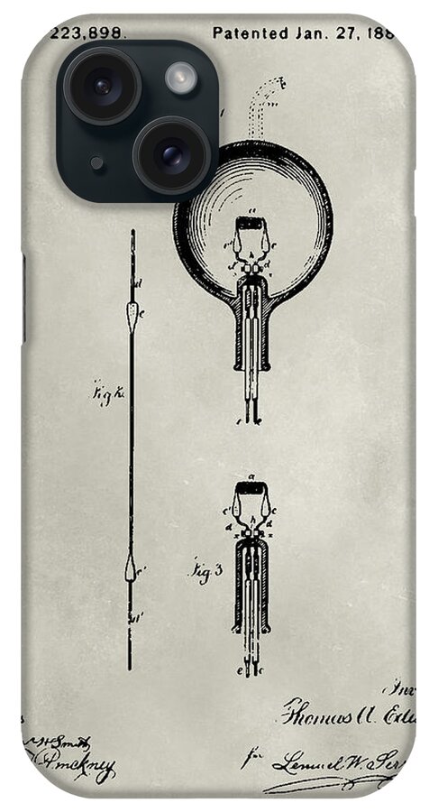 Home Office+other iPhone Case featuring the painting Patent--light Bulb by Alicia Ludwig