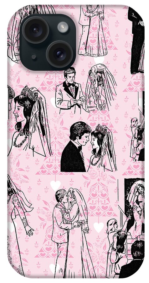 Apparel iPhone Case featuring the drawing Pattern of Wedding Couples by CSA Images