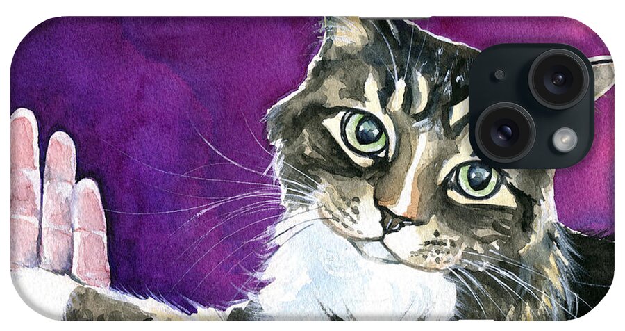 Cats iPhone Case featuring the painting Paw Love by Dora Hathazi Mendes