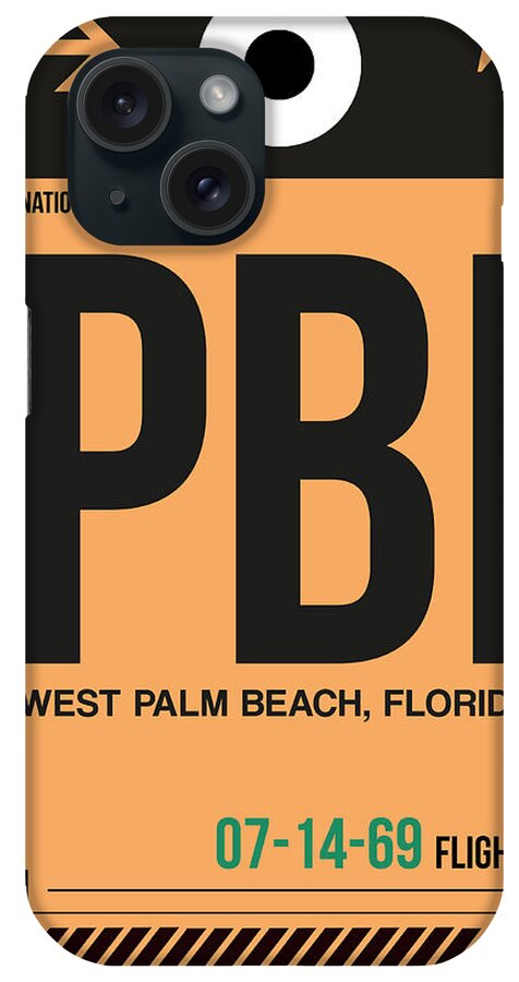 Vacation iPhone Case featuring the digital art PBI West Palm Beach Luggage Tag I by Naxart Studio