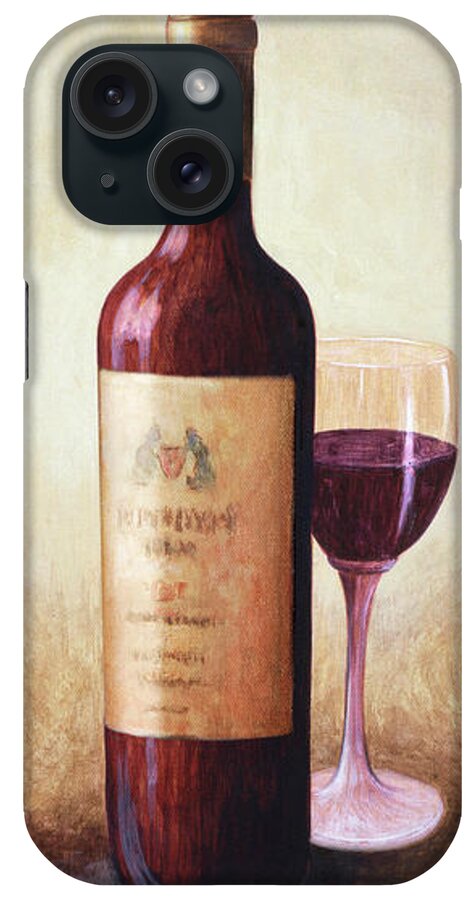 A Bottle Of Red And A Glass
Wine iPhone Case featuring the mixed media Pe 21-1-6 by Pablo Esteban