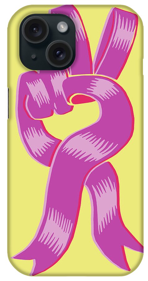 Campy iPhone Case featuring the drawing Peace Sign Support Ribbon by CSA Images