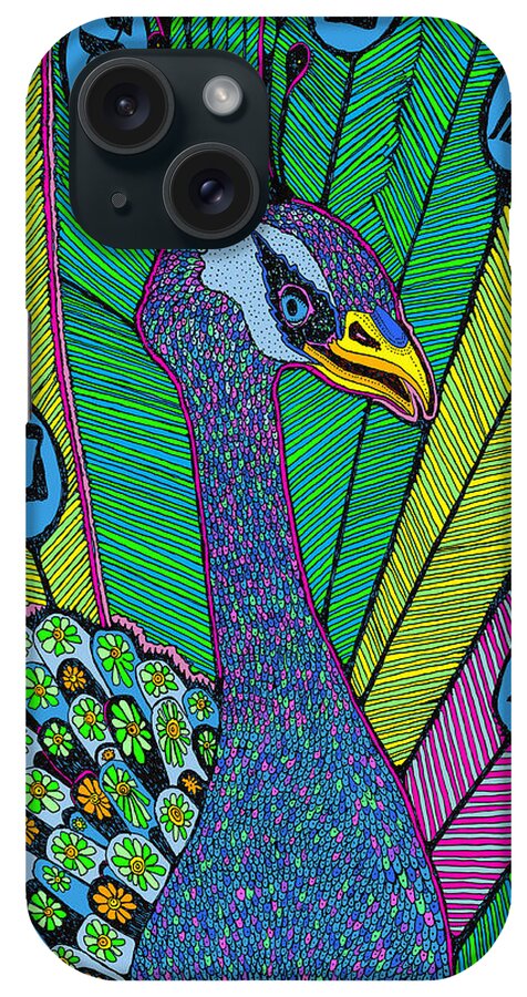 Peacock iPhone Case featuring the painting Peacock by Yom Tov Blumenthal