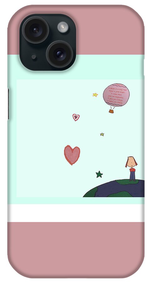 A Dream iPhone Case featuring the drawing Penelope world scene by Ashley Rice