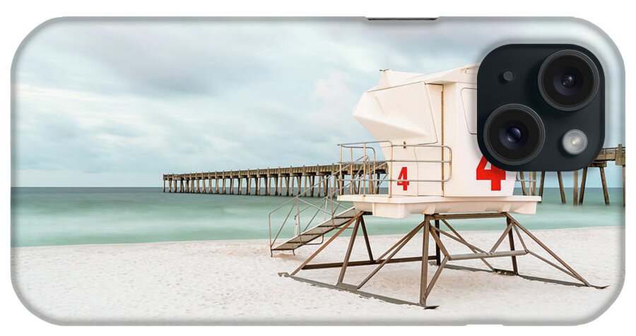 America iPhone Case featuring the photograph Pensacola Beach Pier and Lifeguard Tower 4 Photo by Paul Velgos