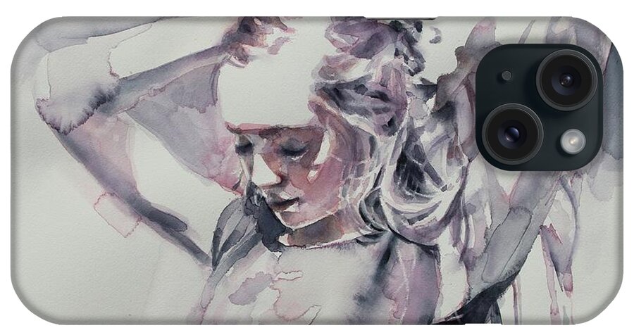 Watercolor iPhone Case featuring the painting Pensive by Tracy Male