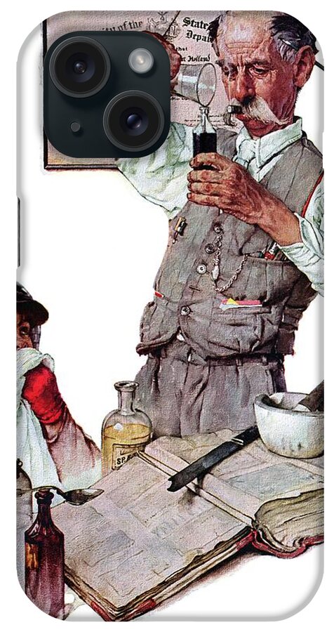 Boy iPhone Case featuring the painting Pharmacist by Norman Rockwell