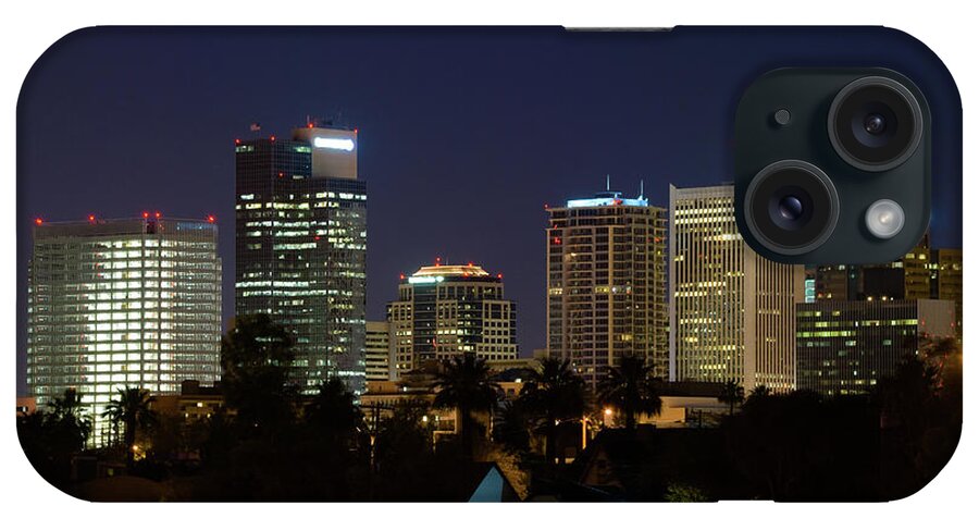 Downtown District iPhone Case featuring the photograph Phoenix Skyline At Night by Davel5957