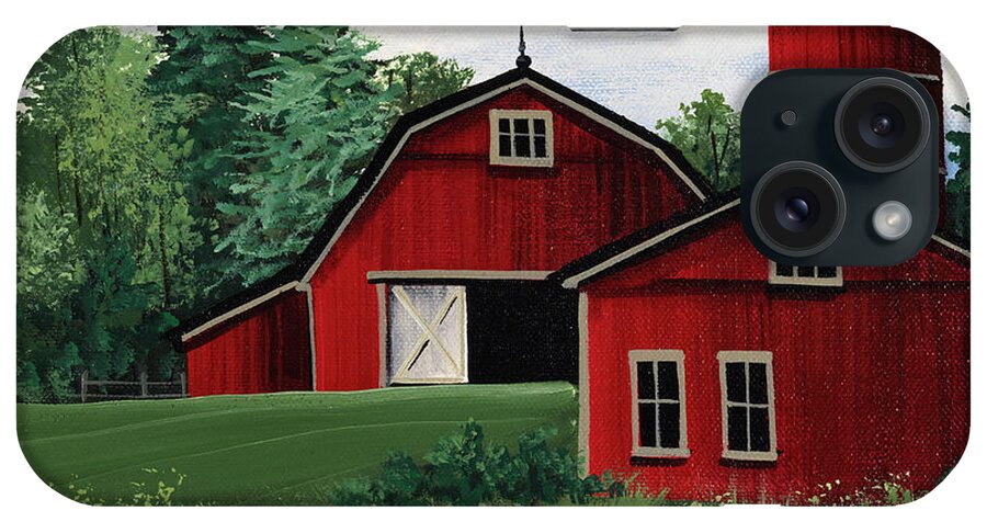 Red Barn iPhone Case featuring the painting Picture 073 by Debbi Wetzel