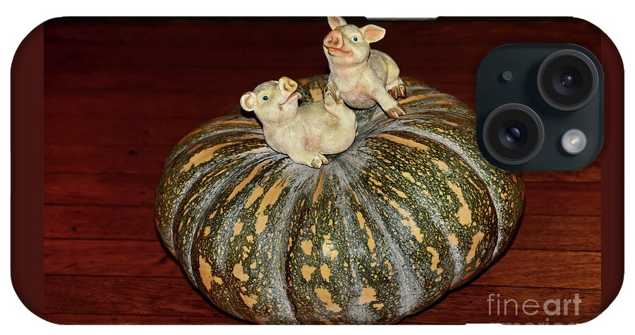 Pigs On Pumpkin iPhone Case featuring the photograph Pigs on Pumpkin by Kaye Menner by Kaye Menner