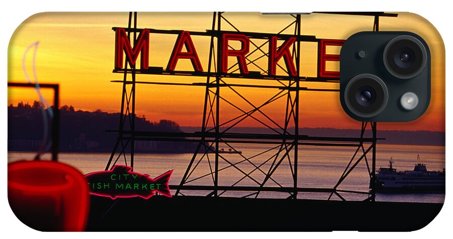 Ferry iPhone Case featuring the photograph Pike Place Market Sign, Seattle by Lonely Planet