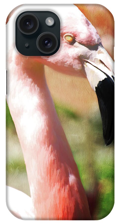Pink Flamingo iPhone Case featuring the digital art Pink Flamingo I by Tina Lavoie