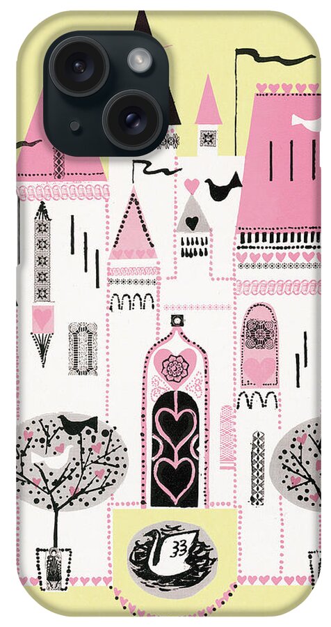 Campy iPhone Case featuring the drawing Pink Heart Castle by CSA Images
