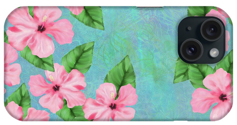 Tropical iPhone Case featuring the digital art Pink Hibiscus Tropical Floral Print by Sand And Chi