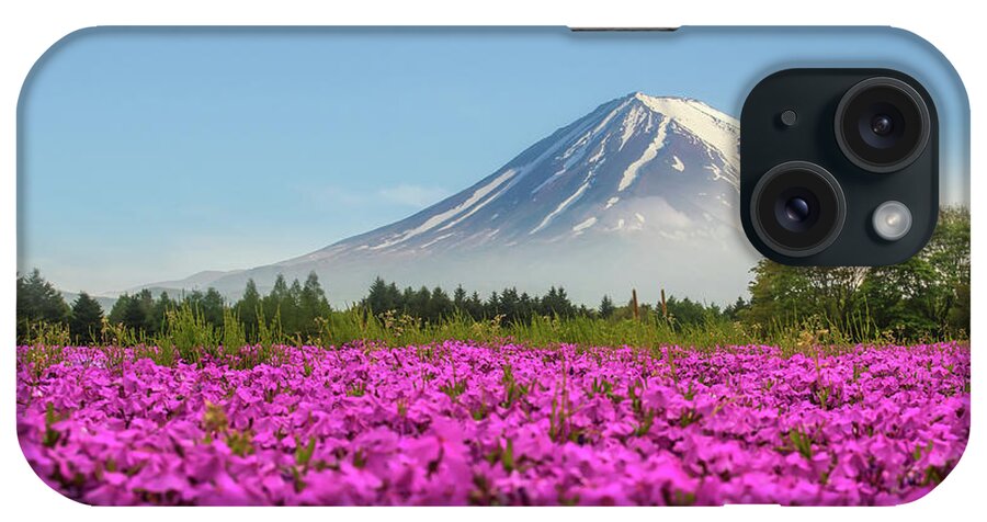 Scenics iPhone Case featuring the photograph Pink Moss With Mt.fuji by [genesis] - Korawee Ratchapakdee