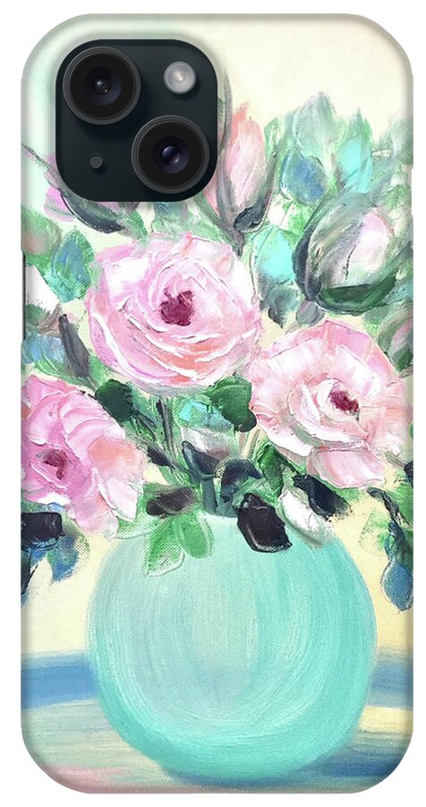 Rose iPhone Case featuring the painting Pink Roses by Gina De Gorna