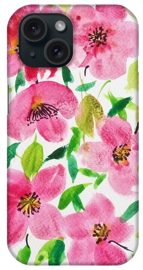 Florals iPhone Case featuring the painting Pink Spring by Shweta Saxena