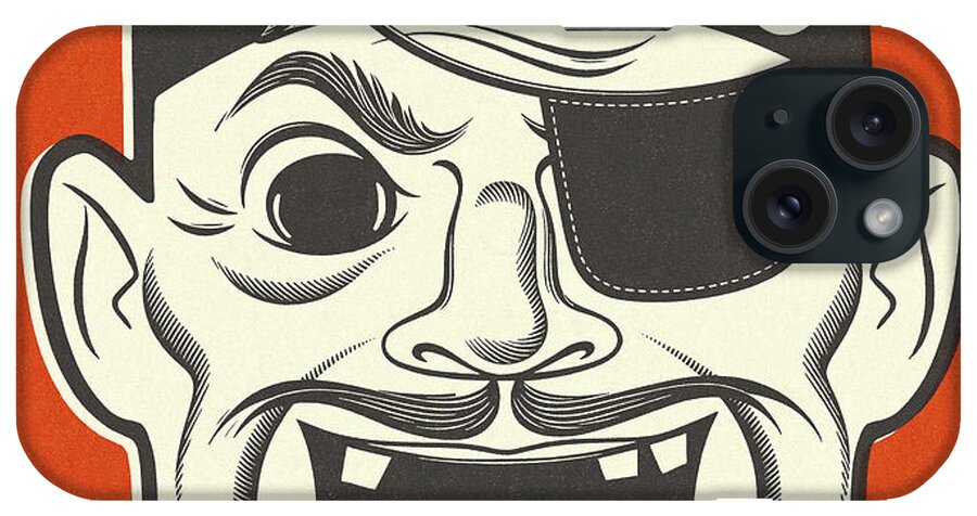 Accessories iPhone Case featuring the drawing Pirate with and Eyepatch by CSA Images