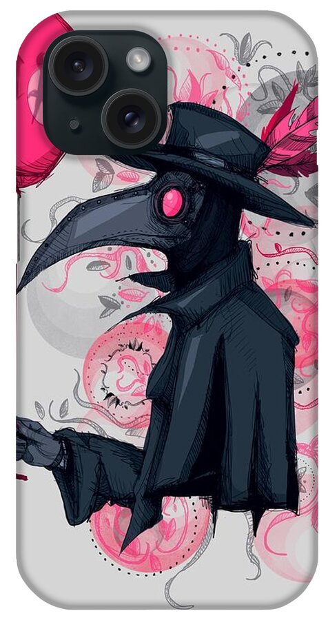 Plague iPhone Case featuring the drawing Plague Doctor Balloon by Ludwig Van Bacon