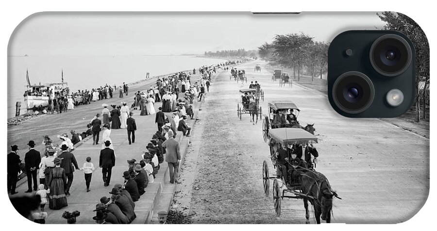 Lake Shore Drive iPhone Case featuring the photograph Pleasure driving, Lake Shore Drive in Lincoln Park 1905 by Doc Braham