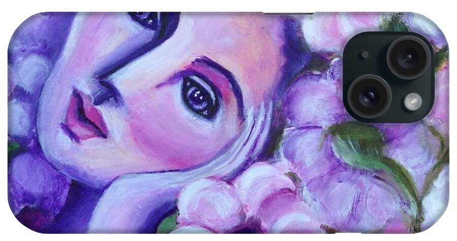 Lady In A Garden iPhone Case featuring the painting Pondering in a Garden by Anya Heller